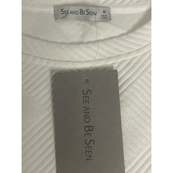 See and Be SeenTop Cream Textured  Boxy Fit Size Medium Fit Large Boutique NWT - Picture 5 of 6
